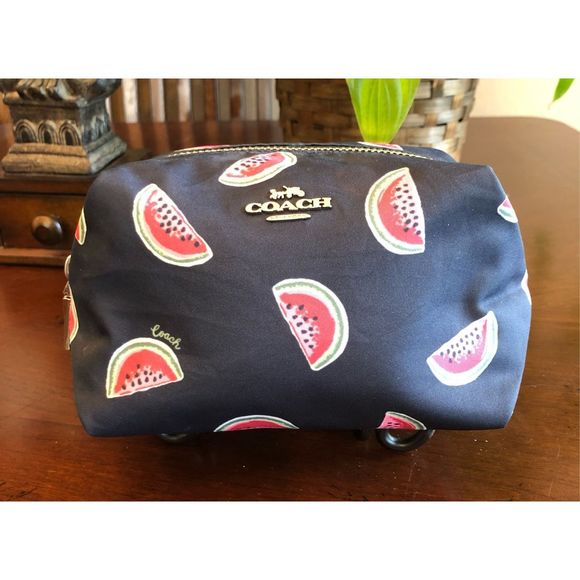 Coach Handbags - COACH - Watermelon Cosmetic Bag in Navy Canvas. So cute and LIKE NEW! 🍉